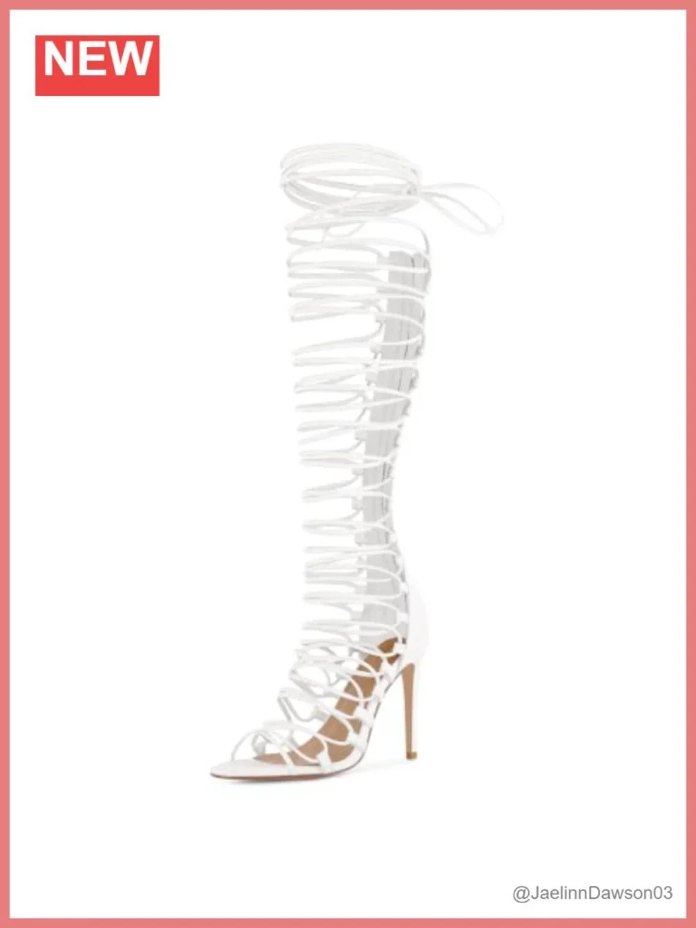 Knee High Lace Up Strappy Stiletto Heels with Zipper Gladiator Sandals